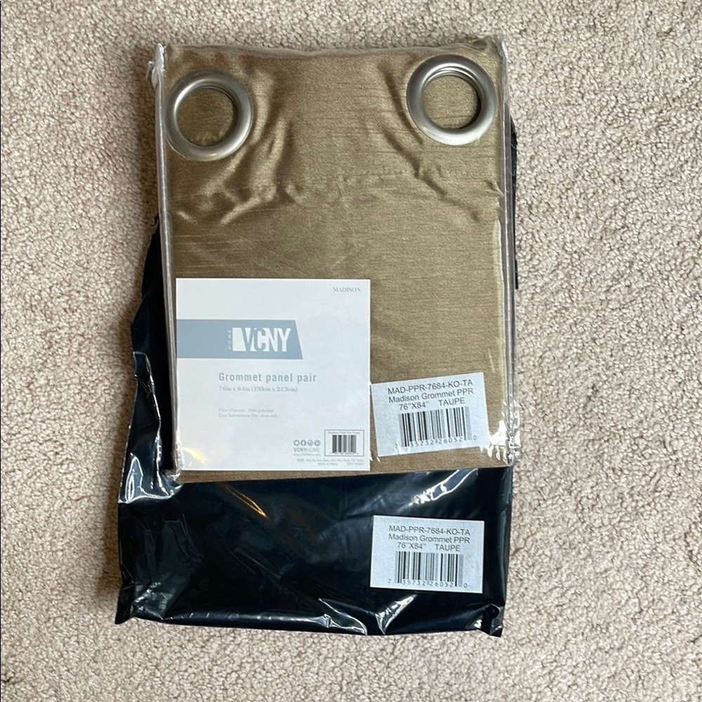 NWT VCNY Home Taupe Grommet Panel